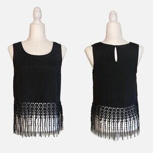 Monteau Cropped Top with Crochet Fringe Size M